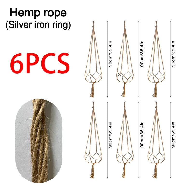 support plante suspendue macramé boho fibre végétale beige blanc noir artisanal