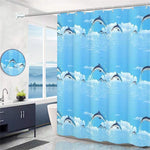rideau douche moderne opacité bulles triangles blanc bleu vert jaune