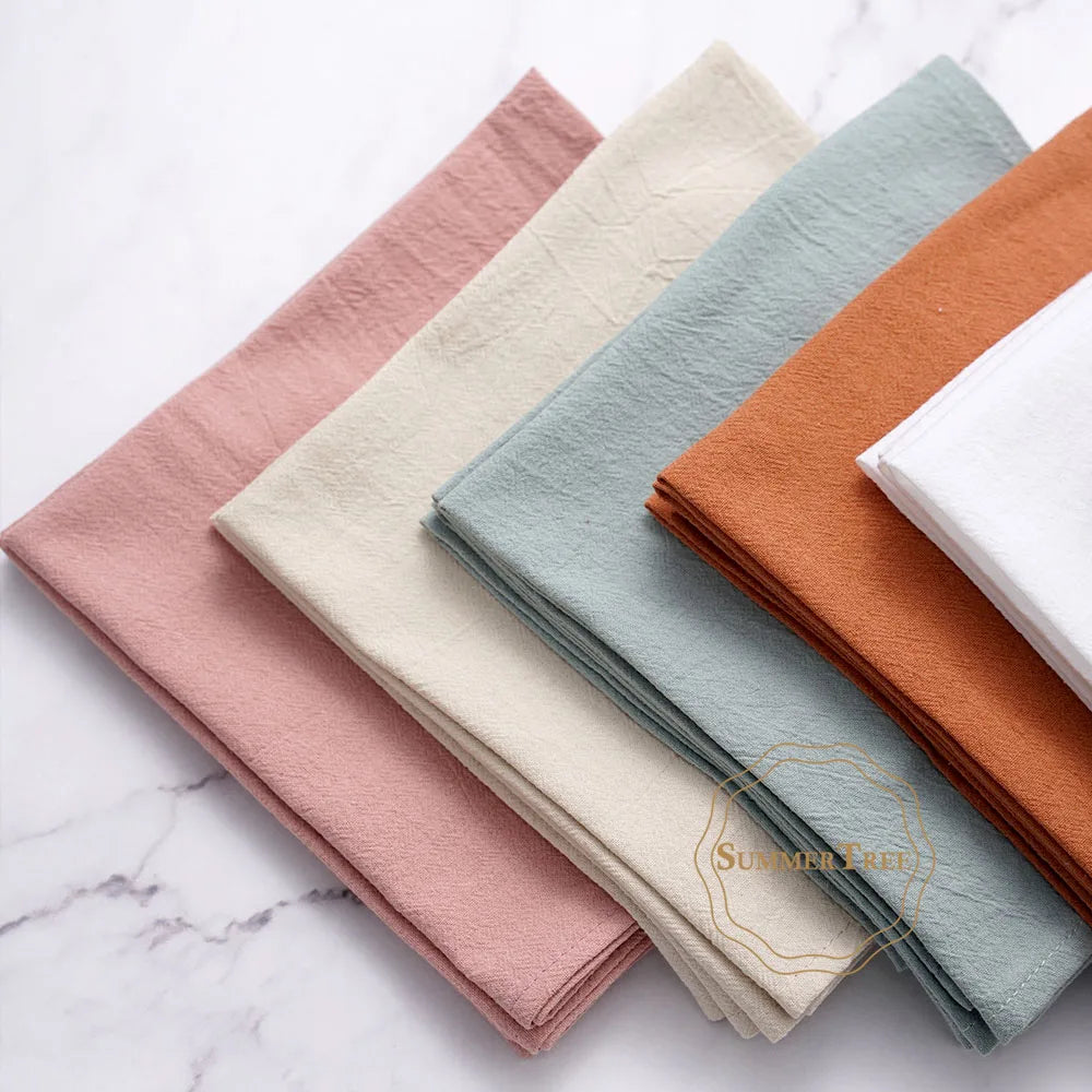 serviettes coton 40x40cm réutilisables rose pâle beige bleu orange blanc vert marron classiques maison