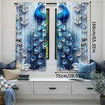 rideaux fenêtre deux pièces paons fleurs exotique floral opacité polyester moderne chambre salon
