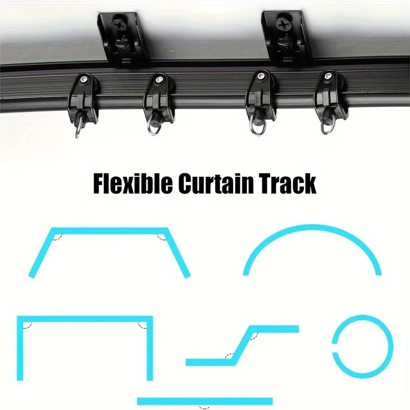 rails rideau flexible noir blanc rouleaux crochets supports vis ancrages plâtre moderne fonctionnel
