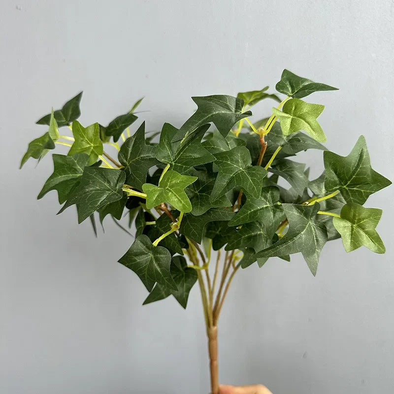 plantes artificielles feuilles vertes tiges blanches moderne minimaliste extérieur décoration