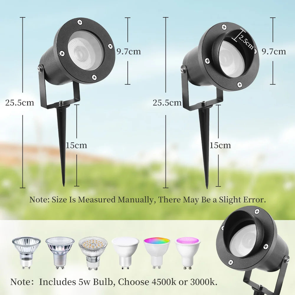 Spot lumineux extérieur moderne noir ip65 gu10 5w 4500k 3000k led étanche 2492000lm 85265v