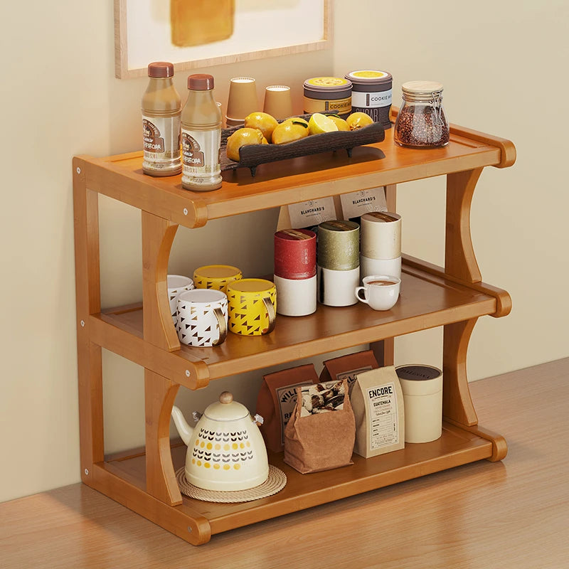 étagère bois moderne trois niveaux vis fixations tasses couleur théière sac boite