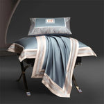 ensemble literie bleu clair broderies moderne 100 coton ultra doux king queen size