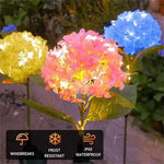 fleurs artificielles lumineuses hortensia bleu rose violet feuilles vertes moderne décoration extérieure panneau solaire