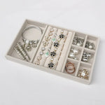boîtes bijoux velours beige moderne rangement bagues colliers bracelets boucles d'oreilles pendentifs accessoires réutilisables