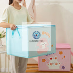 boîte rangement enfant rose bleu clair gris ours coeurs fleurs cute happy poignées détachables