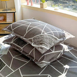 ensemble deux taies d'oreiller bleu fleurs blanches romantique lit double coton polyester
