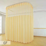 rideau séparation médical tissu plissé bleu vert rose jaune blanc opacité transparente tringle métal
