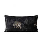 housse coussin rectangle chenille léopard brodé 30x60cm noir moderne décoration sofa lit bar