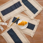 Set de table Boho en coton avec glands noir