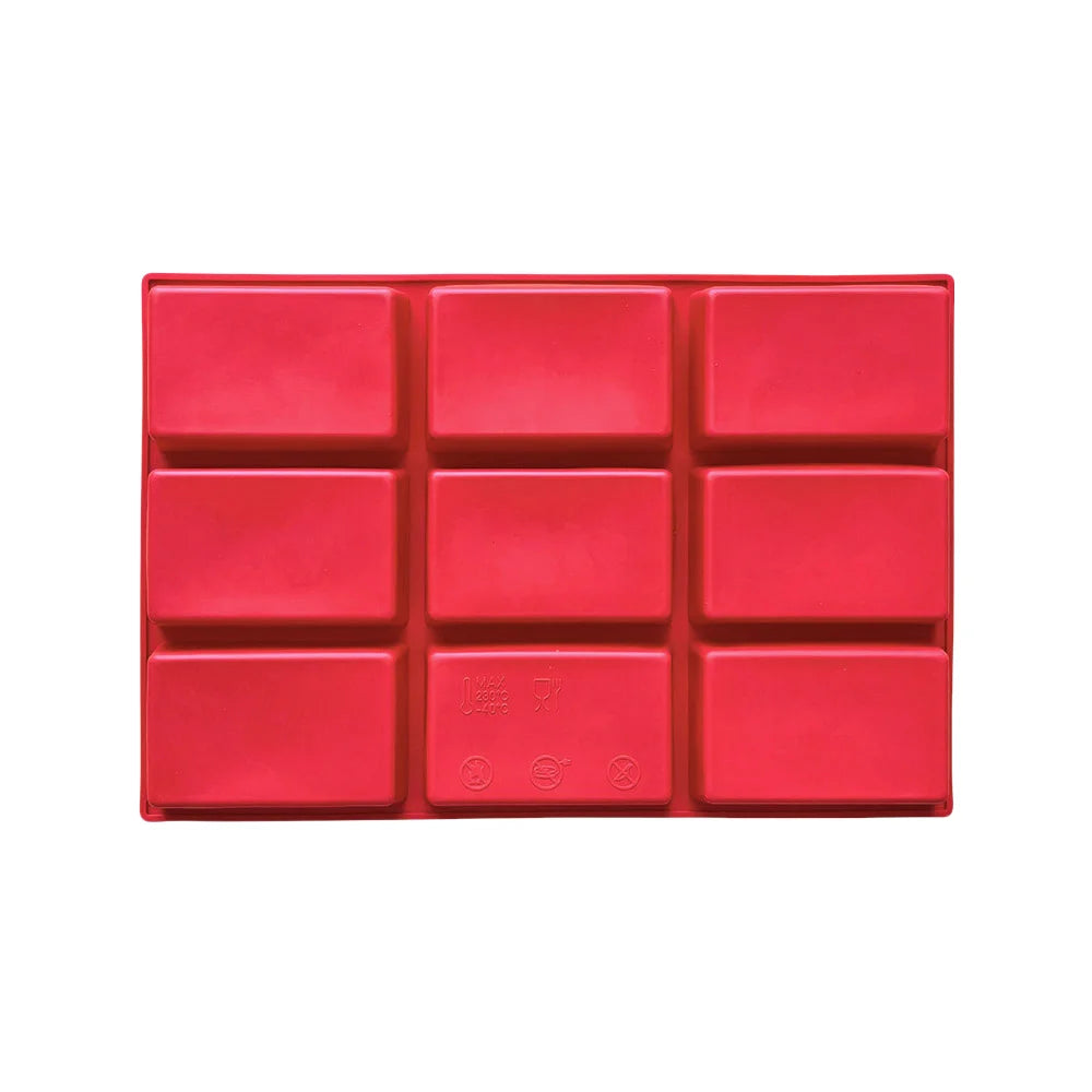 moule silicone compartiments savons bougies aromathérapie artisanale durable non toxique rouge