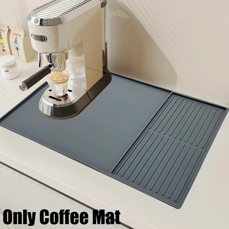 tapis protection machine gris rides horizontales silicone antidérapant moderne drainage absorbant vaisselle cuisine