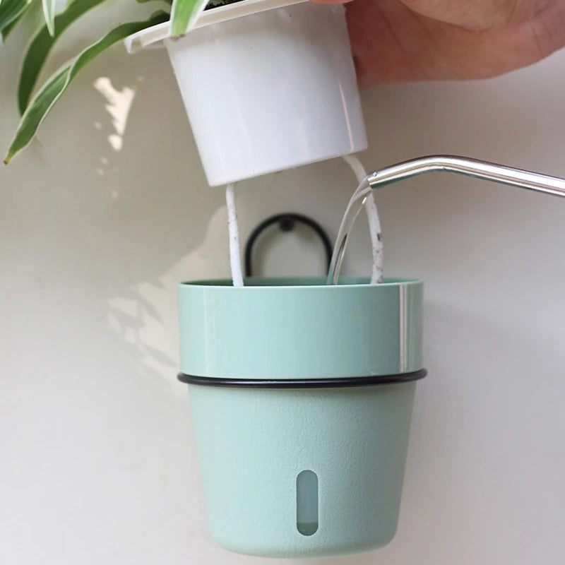 pots fleurs muraux double couche gris vert moderne crochets plante verte plastique pp