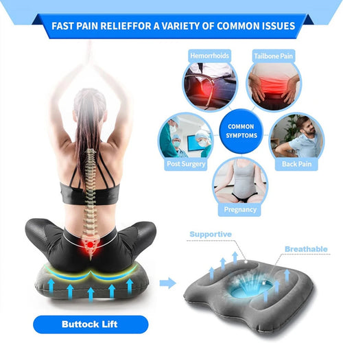coussin d'assise gonflable gris confortable ergonomique pompe air massage anti escarres lit siège récupération