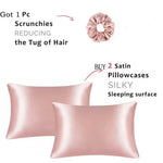 protège oreiller satin rose pâle moderne confortable lit soie douce lisse opaque couple beauté