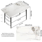 table manger marbre moderne rectangle gris noir beige pieds métal minimaliste 120cm 70cm