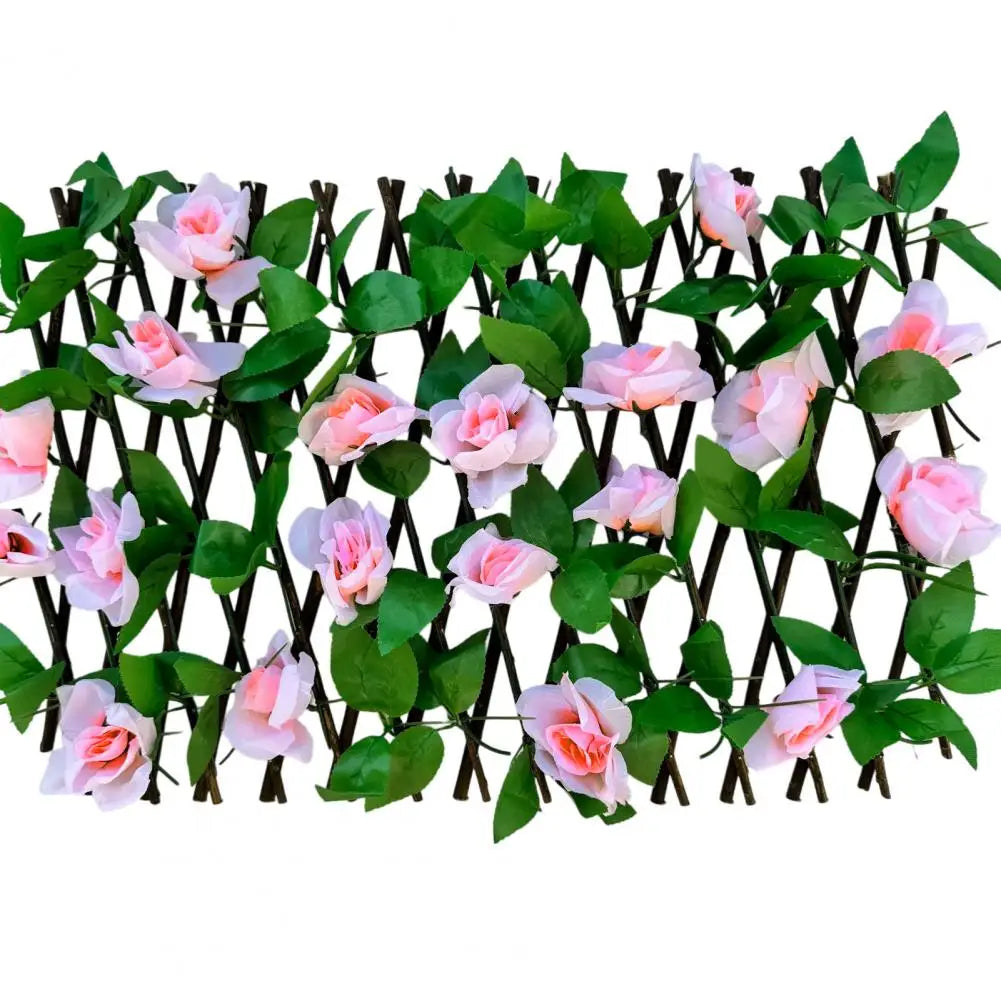 panneau décoratif végétal fleurs artificielles feuilles vertes clips extérieur jardin naturel rose blanc violet