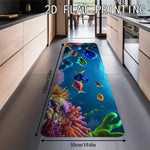 tapis bleu coraux poissons antidérapant polyester salon cuisine chambre océan décoration maison
