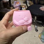 cache pot mignon rose clair blanc cactus succulentes visage souriant chaton cartoon opacité