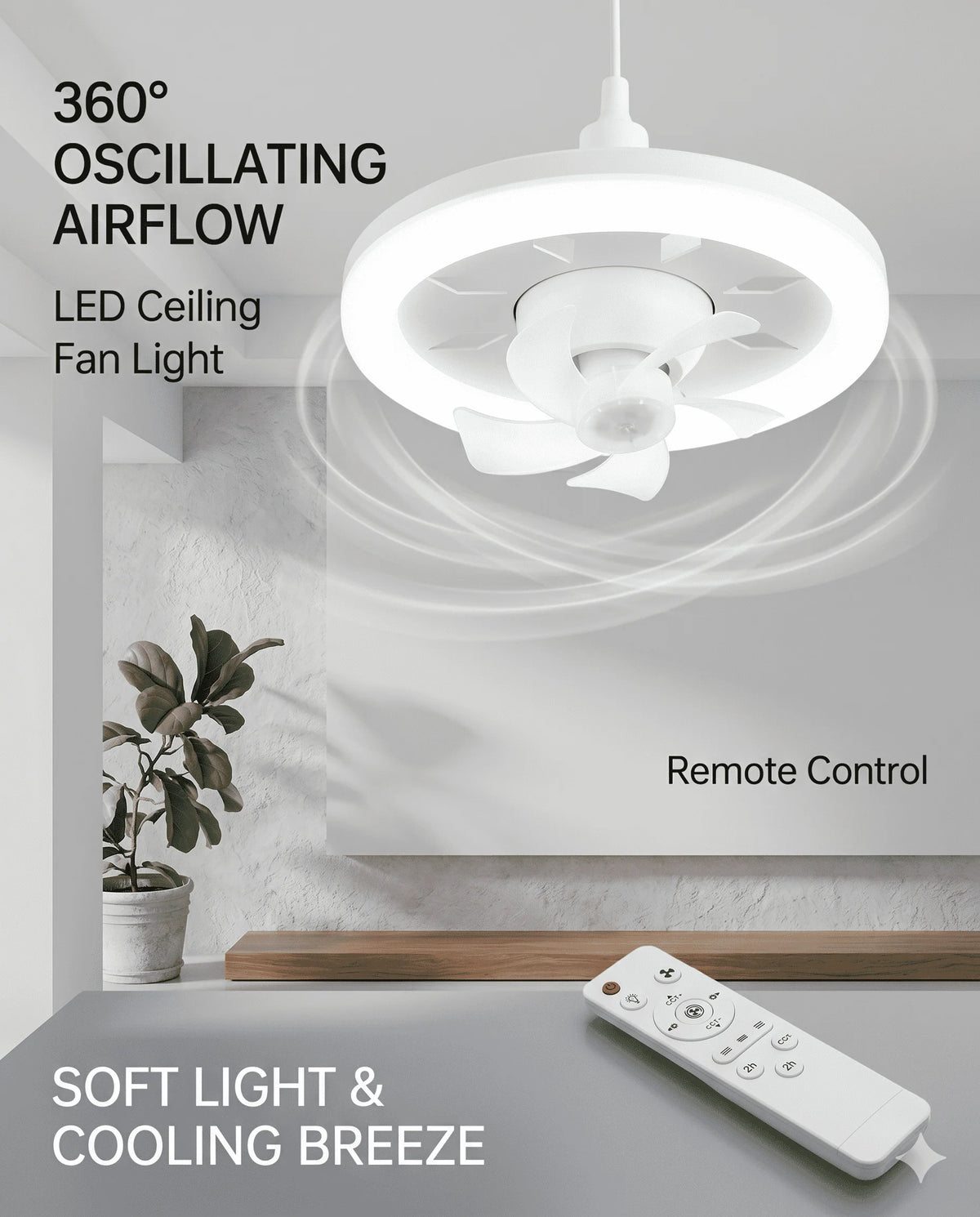 ventilateur plafonnier led moderne blanc télécommande réglage luminosité ac85 265v pc acrylique