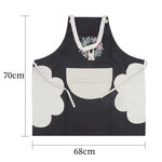 tablier imprimé floral lapin noir rose gris beige moderne décontracté élastique ajustable poche avant