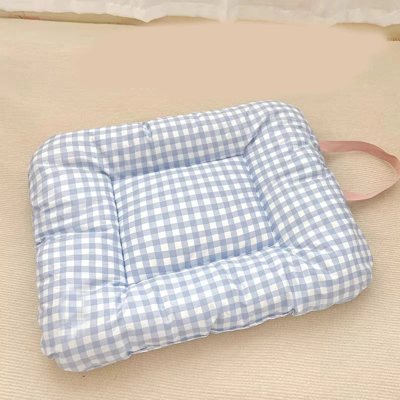 coussin animal carreaux jaune bleu vert rose moderne portable lavable ruban fixe
