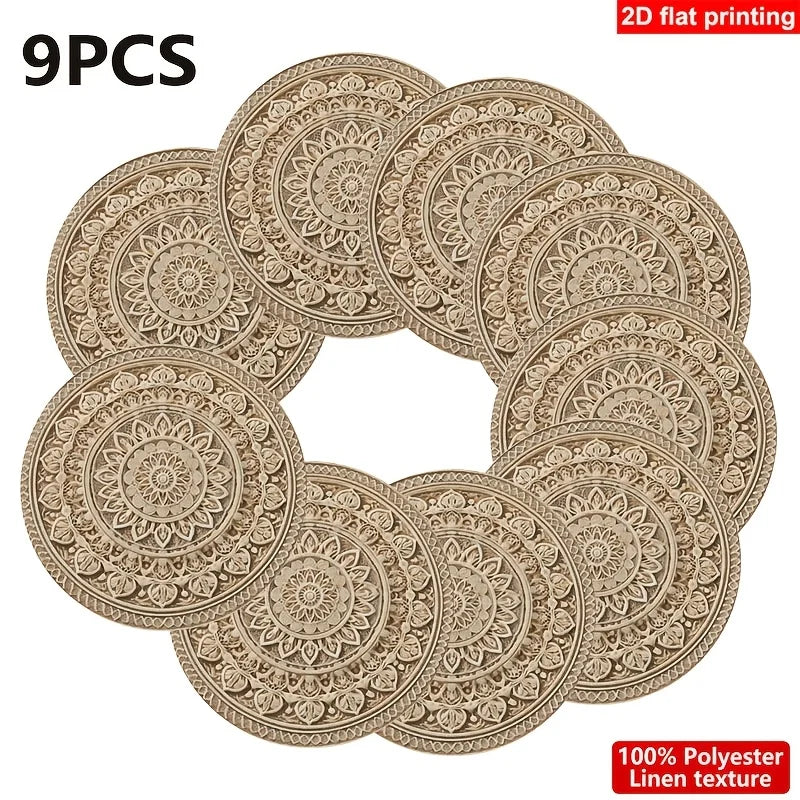placemats lin motif floral classique beige clair table manger 4pcs 6pcs 9pcs lavables main