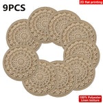 placemats lin motif floral classique beige clair table manger 4pcs 6pcs 9pcs lavables main