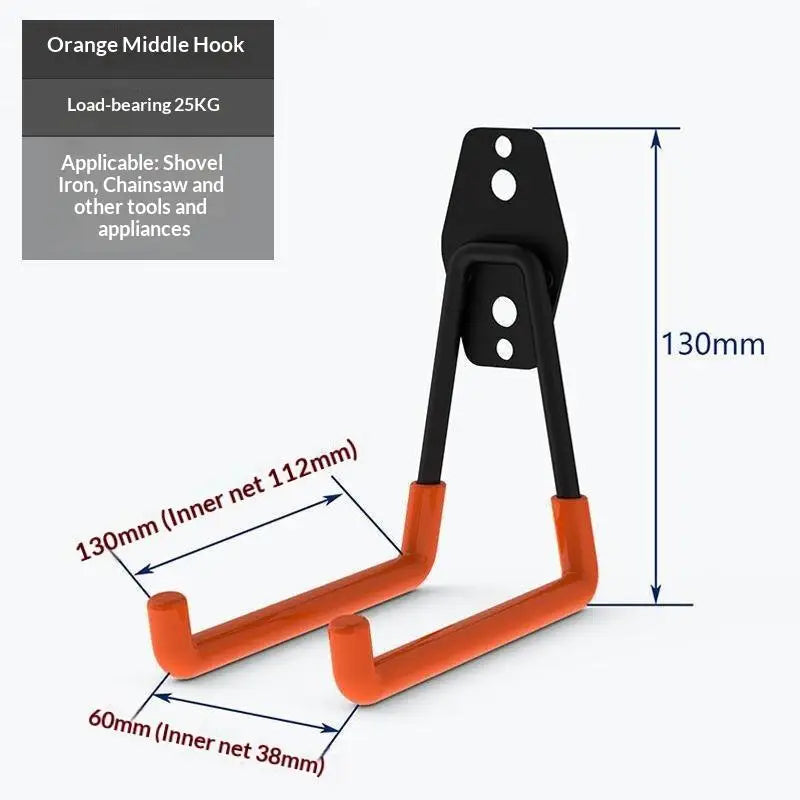 support mural moderne crochet noir orange outils jardin vélo fixations vis multiple'utilisation