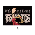 tapis d'entrée one piece noir blanc rouge personnages bienvenue chez toi logo/svg anime moderne