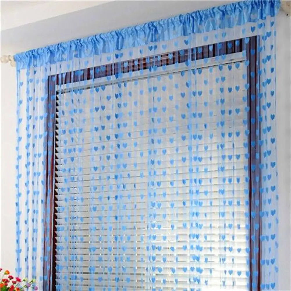 rideau decoratif franges coeurs romantique translucide salon chambre tringle maison