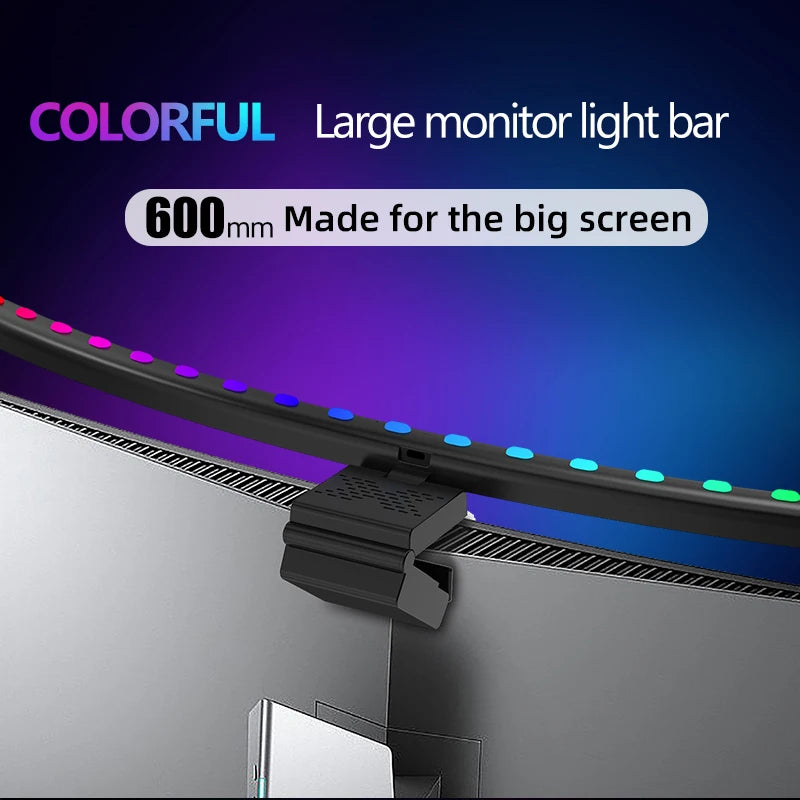 barre lumineuse led rgb écran pc noir bleu violet rose vert moderne clips contrôle