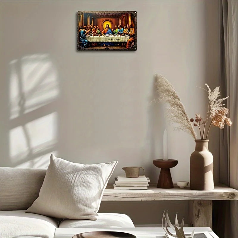 décoration murale métal cène religieuse plaque rectangulaire 3d imprimée aluminium