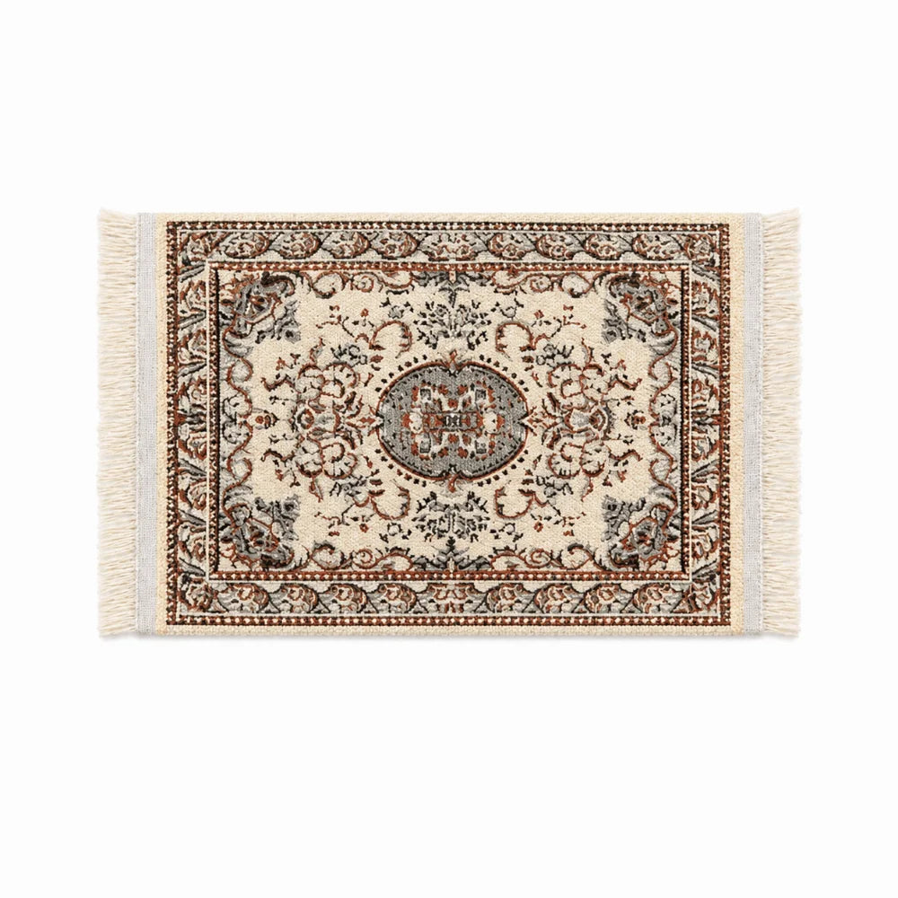 tapis miniature floral tissé classique couleurs vives franges accessoire poupée ornements géométriques 10.7cm 7cm