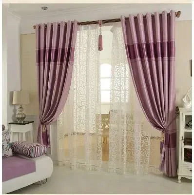 rideaux violet gris vert moderne rayures motifs floraux opaques tassel inclusion