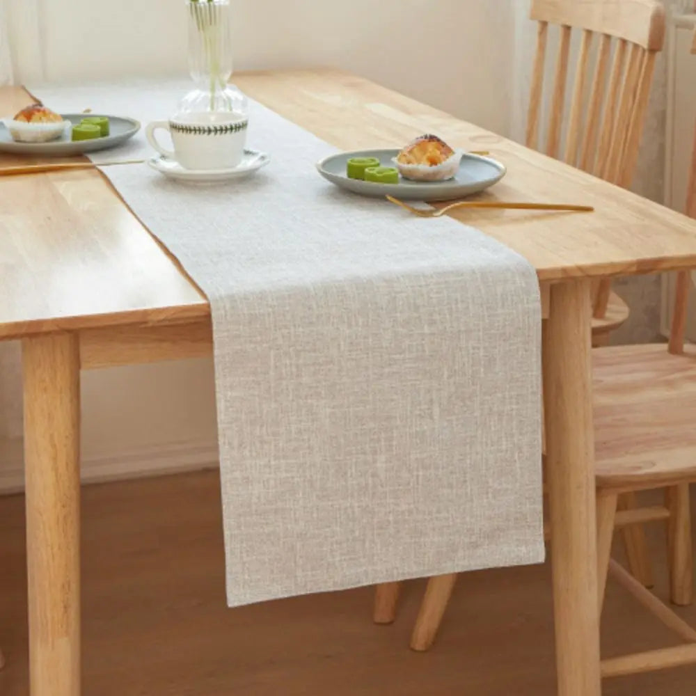 nappe lin texturée gris rouge bleu vert orange moderne décoration intérieure table assiettes thé
