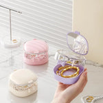 boîte bijoux moderne élégante violet clair rose pâle strass floral compartments poignée portable