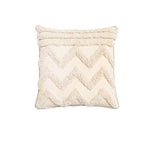 coussin brodé géométrique moderne toile coton couleur beige pompons décoratif