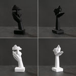 statuettes décoratives visage humain noir blanc doré modernes minimalistes abstraites contemporaines base carrée livres
