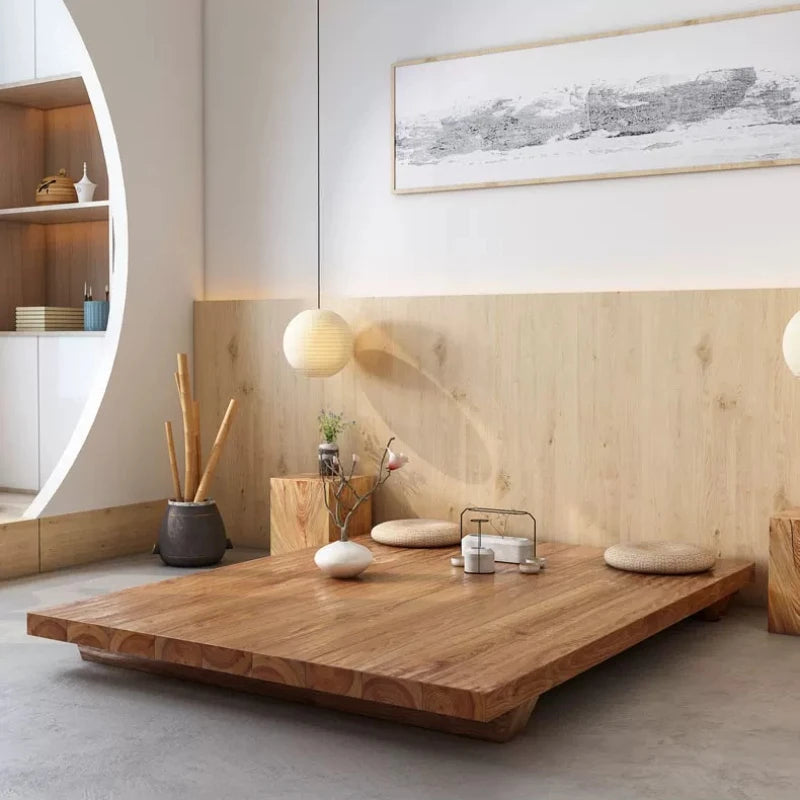 plateau table bois naturel moderne scandinave porte serviette vase