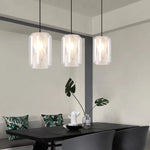lampe suspendue moderne blanc gris texture dolomite câble ajustable led verre transparent chambre salon