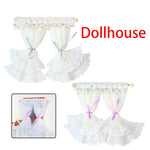 rideaux miniature dentelle maison poupée blanc crème bleu violet tulle romantique champêtre