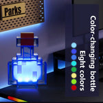 bouteille médicament led rechargeable pixel art contemporain transparent rouge bleu table chambre