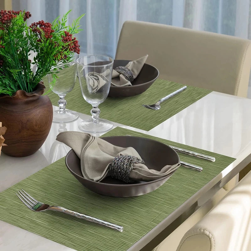 tapis table vert olive rayures horizontales vinyle moderne anti dérapant cuisine salle manger