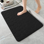 tapis bain antidérapant mousse polyester texture cailloux moderne noir gris