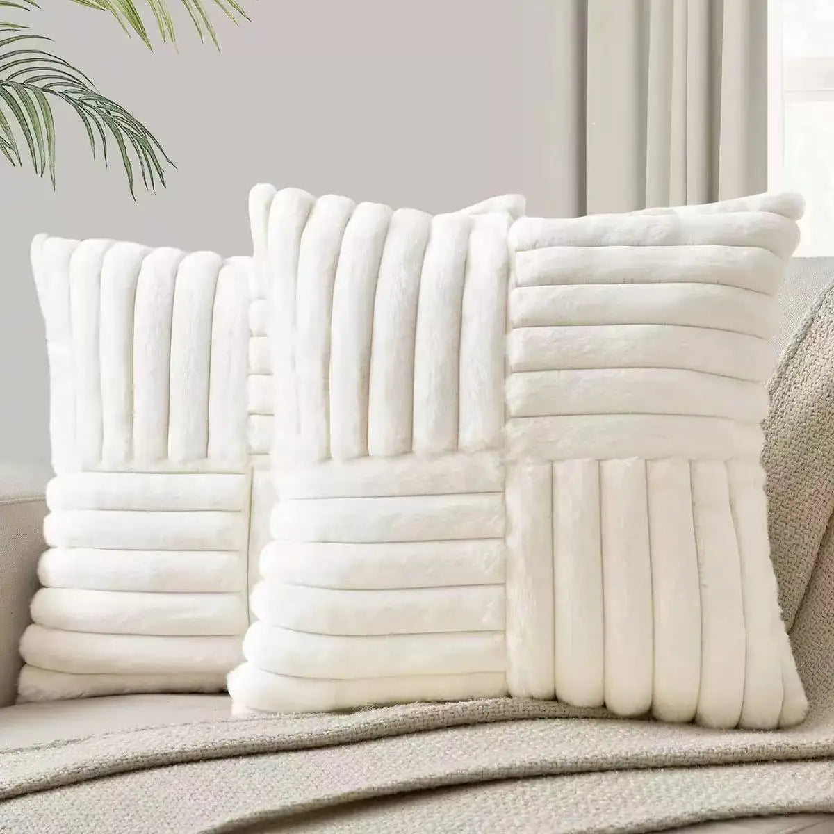 housses coussin polyester rayées blanc modernes adhésives occasionnelle décoration maison