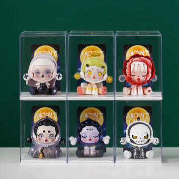 boîtes rangement transparentes figurines multicolores cartes collection organisation moderne japonaise