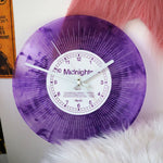 horloge murale moderne abstraite violet rose vert marbrée sans piles salon chambre coucher